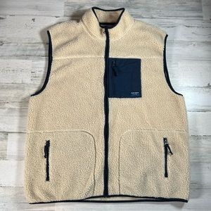 Old Navy Men’s Retro Sherpa Vest Beige Oatmeal Size 2XL